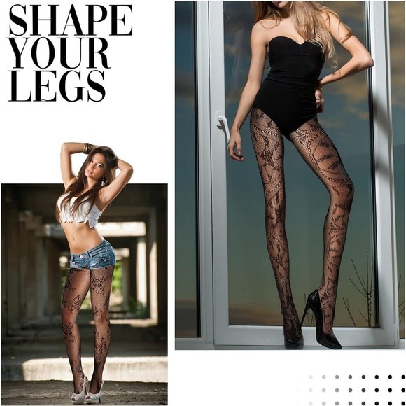 3 Pairs High Waist Fishnet Patterned Tights Fishnet Opaque Pantyhose for Women - Picture 6 of 7